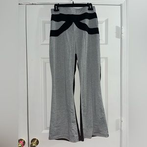 Gray and black bell bottom Yoga pants